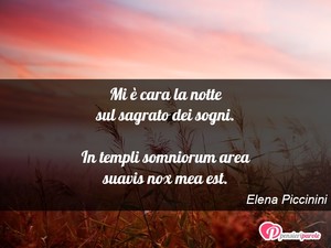 Immagine con frase di Elena Piccinini - Mi  cara la notte sul sagrato dei sogni. In...