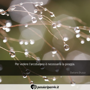 Immagine con frase di Barbara Brussa - Per vedere l'arcobaleno  necessaria la pioggia.